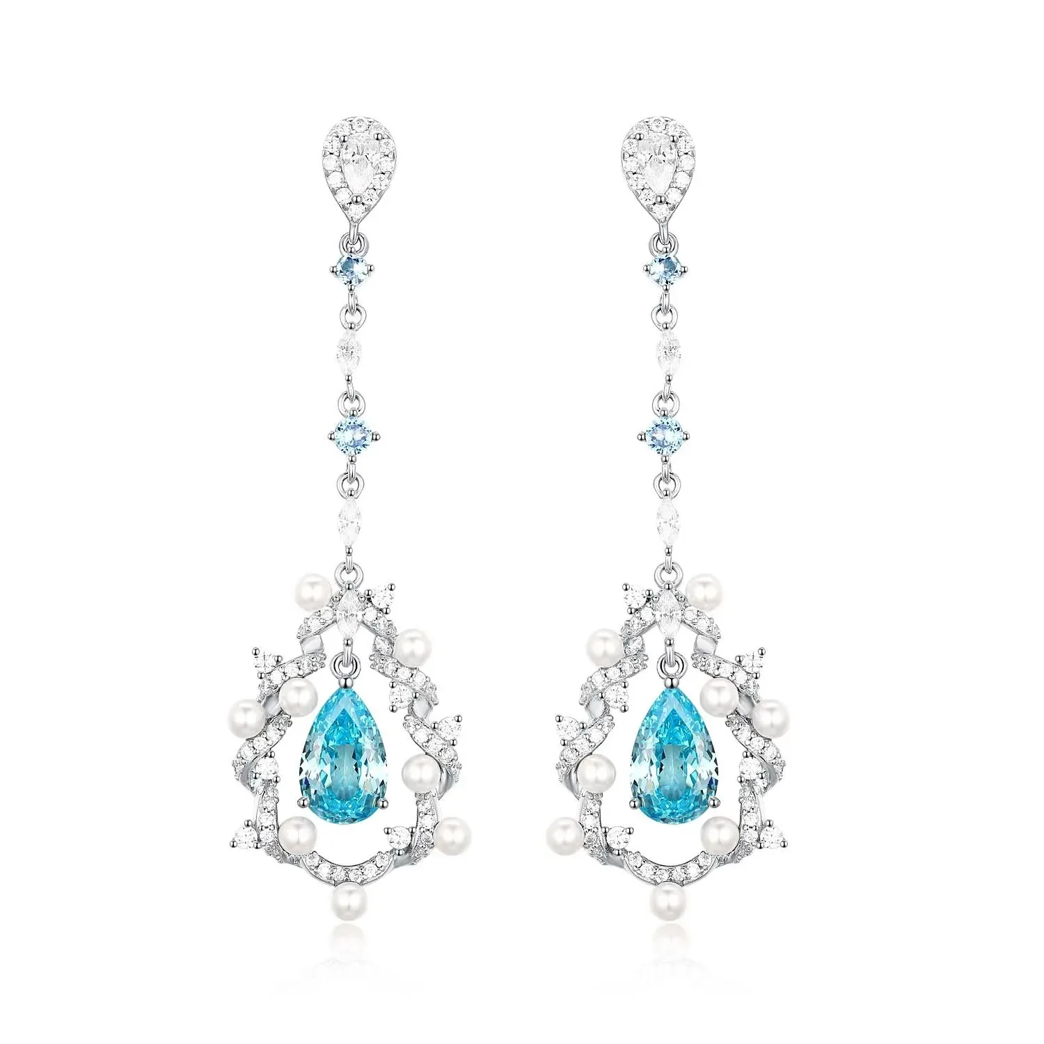 Classic Cut Clear Water Drop Shaped CZ Cubic Zirconia Long Dangle Earrings for Women Wedding Jewelry