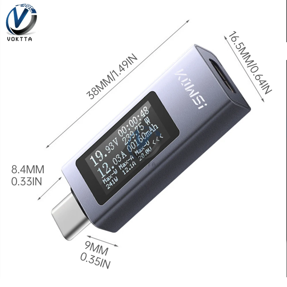 KWS-2301C LCD Display Voltmeter Ammeter DC4-30V 0-12A Voltage Current Tester Energy Power Meter USB Battery Charging Tester