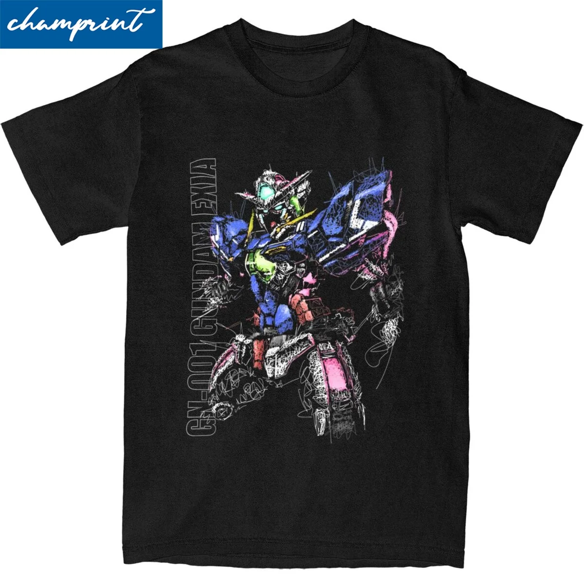 Gundam Exia T-Shirt for Men Women Leisure Pure Cotton Tees Round Neck Short Sleeve T Shirts Gift Idea Tops