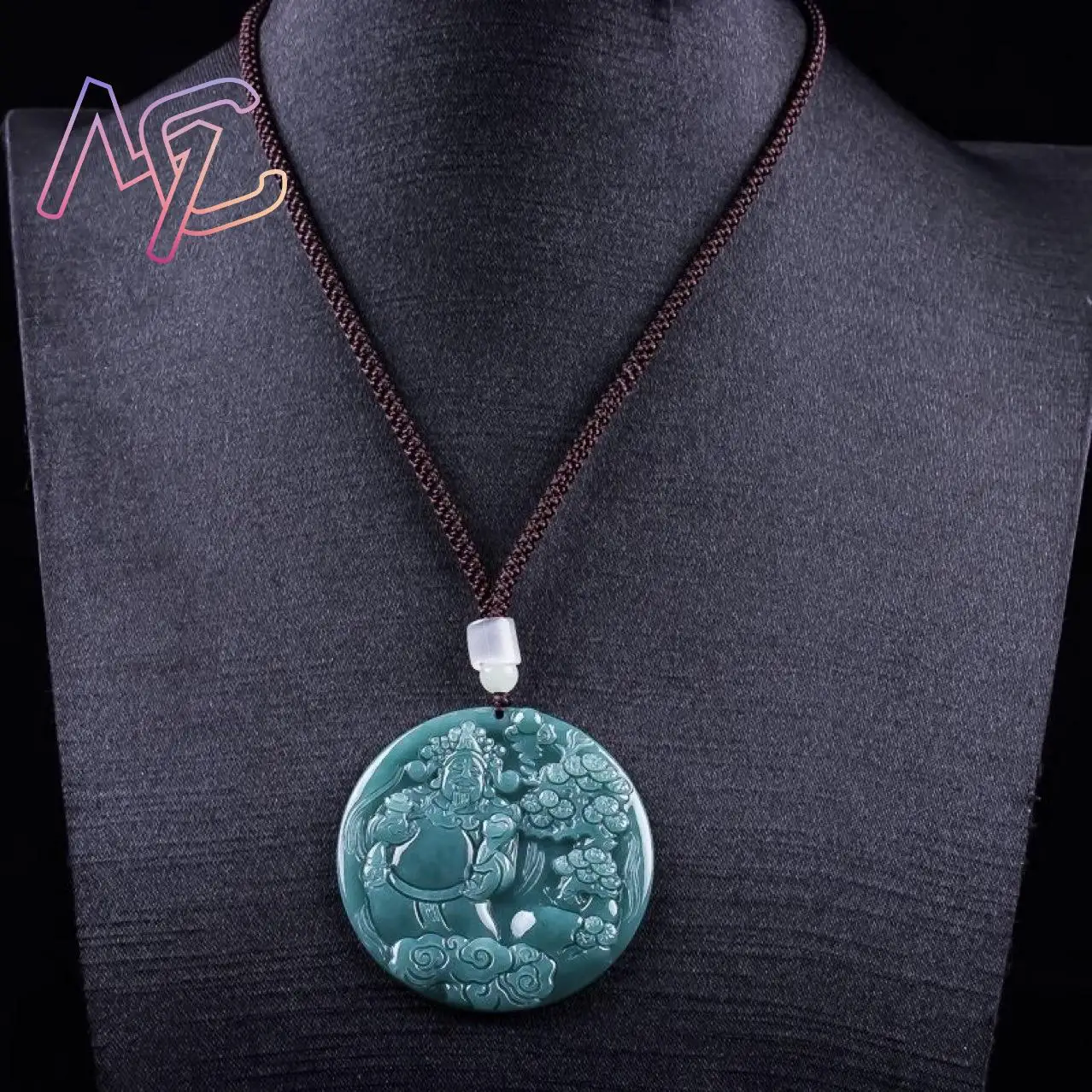 Burmese Jadeite God of Wealth Pendant Talismans Gifts for Women Vintage Accessories Luxury Jewelry Real Jade Charm Necklace - view 6