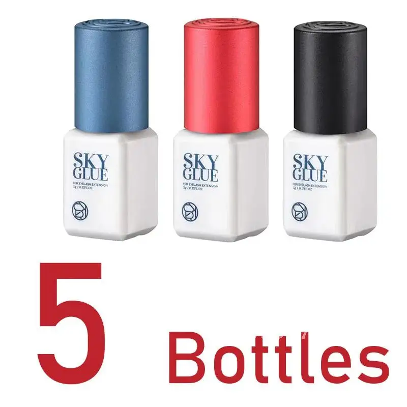 5 Bottles SKY S+ Glue For Eyelash Extension Korea 5ml Black Cap Health 1S Shop Blue Beauty Makeup Fast Tools Adhesive Red