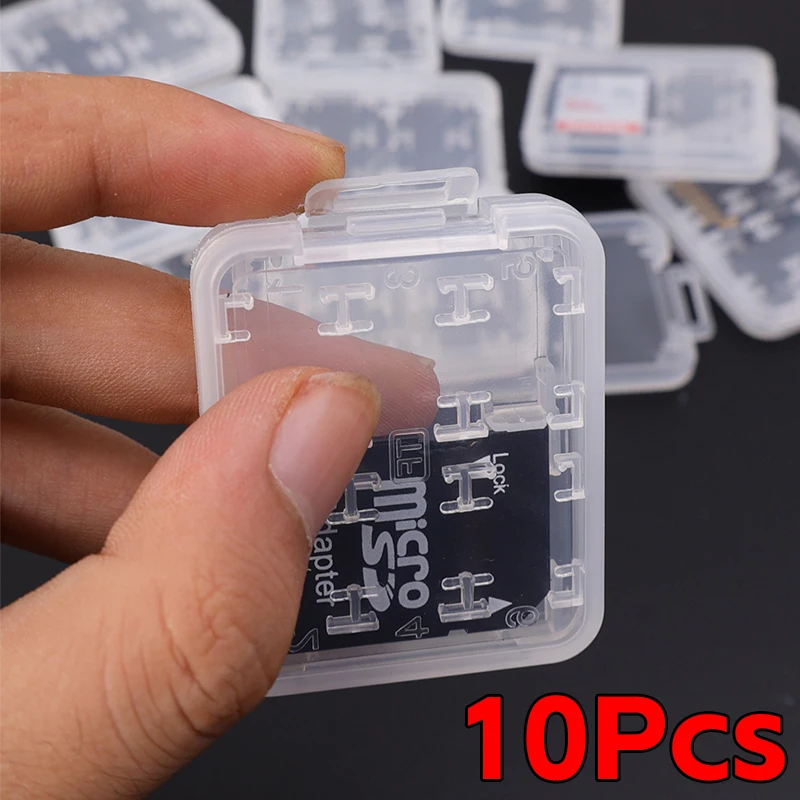 10-1Pcs Plastic Transparent Mini Protector Box for SD SDHC TF MS Sim Memory Card Storage Case Box Bag Portable Protective Covers