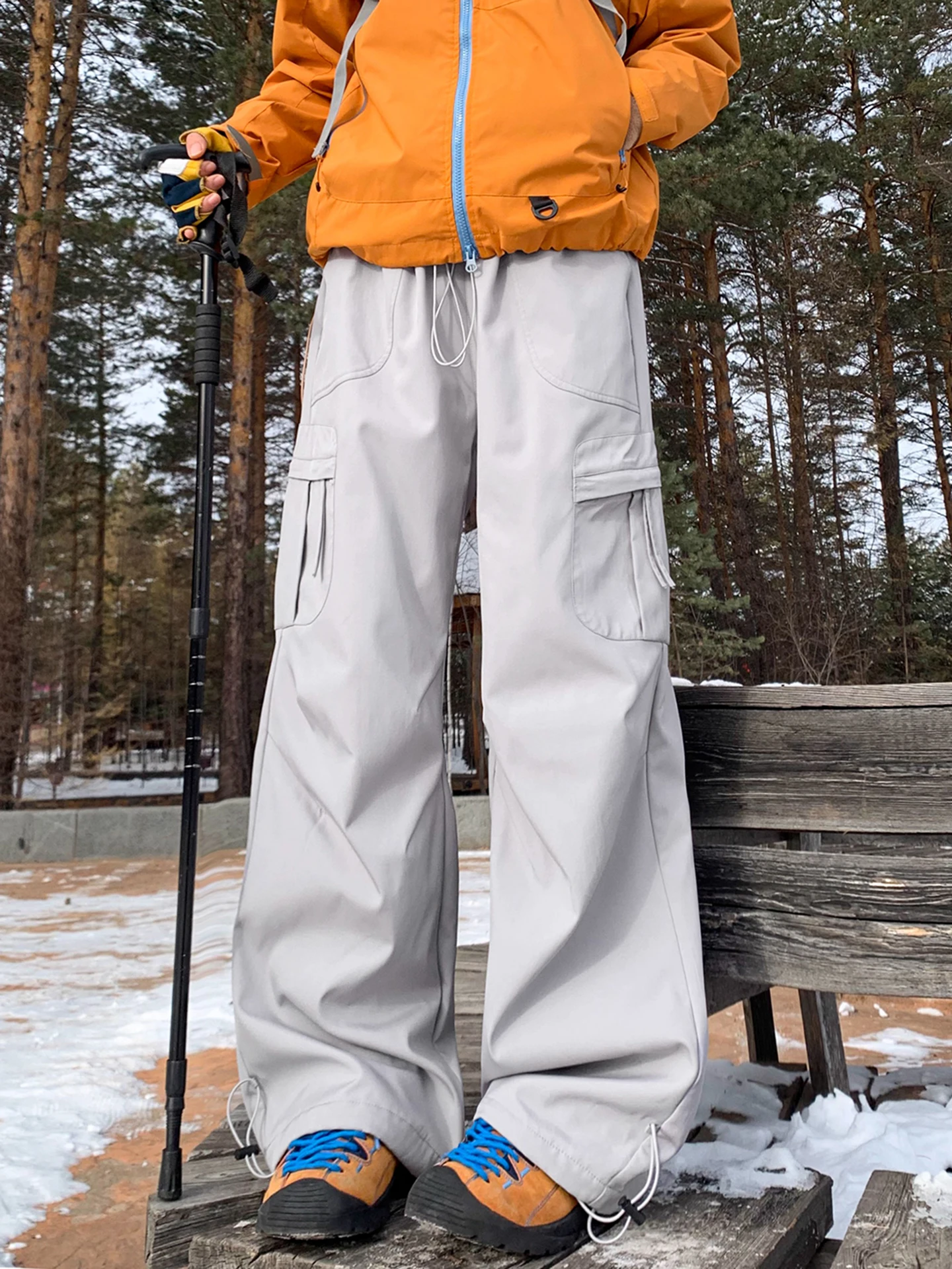 

American Tee-in-One Soft ell Ski Pants Men's Winter Thiened Fce Lined Sun Protection Outdoor Hiking Mountain Climbin...