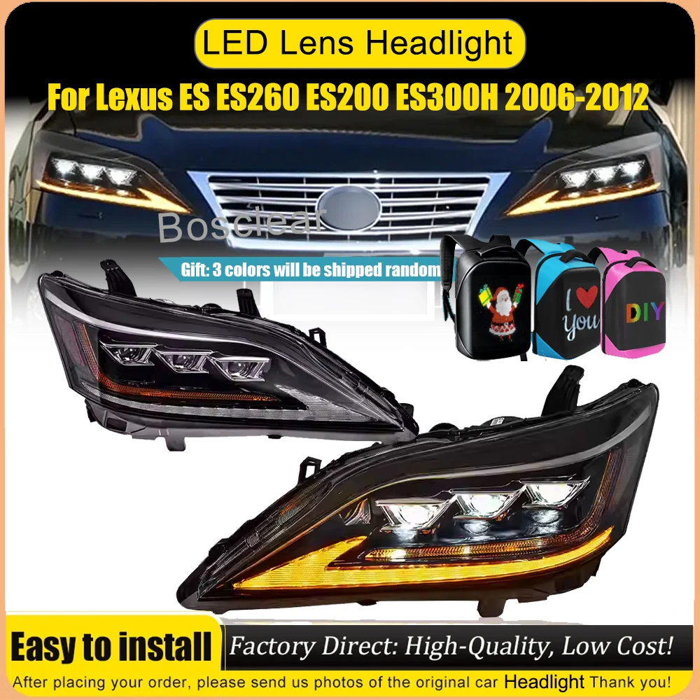 Car Light for Lexus ES ES350 ES200 ES350 Headlights 2006-2012 LED Projetor Headlamp Daytime Running Light Automotive Accessories