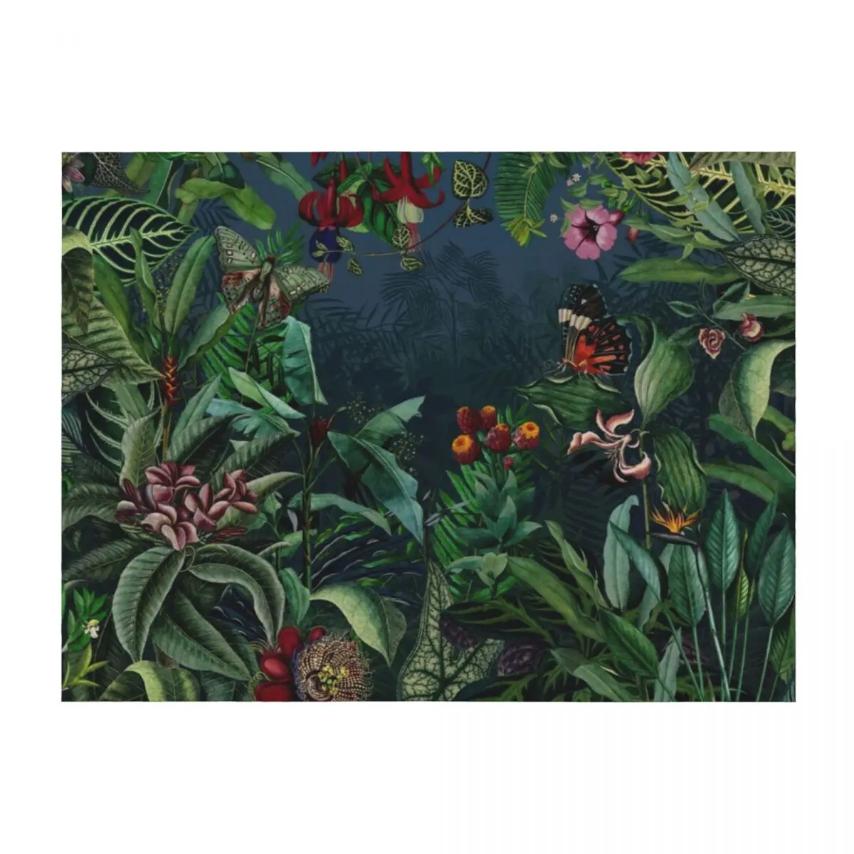 

Midnight Rainforest I Throw Blanket Plaid Beautifuls Loose bed plaid Blankets