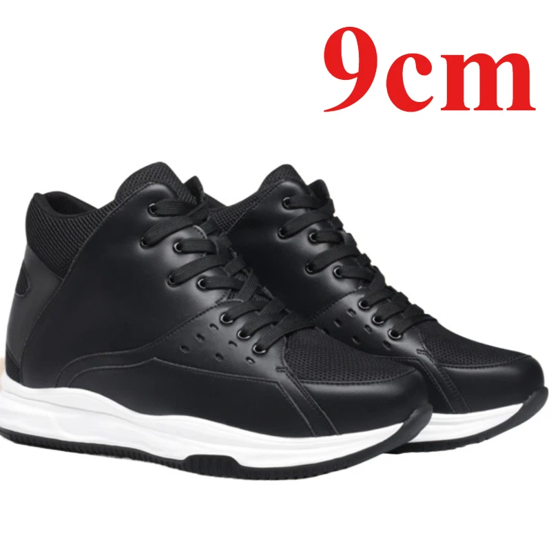 Men's 9cm Elevated Thick Bottom Casual Sports Shoes Mesh Comfortable Breathable Outdoor Travel Shoes Height-increasing Shoes for