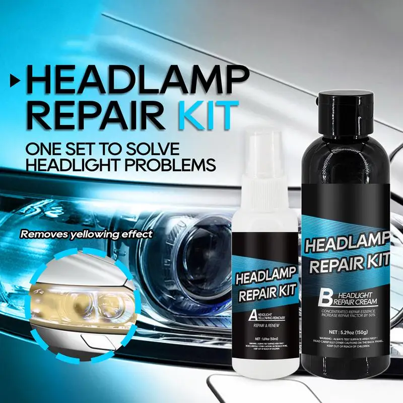 

Car Headlight Restoration Kit Car Headlight Cleaner With Sponge Wipes Towel Lens Cleaner Powerful Headlamp Restorer For Dull