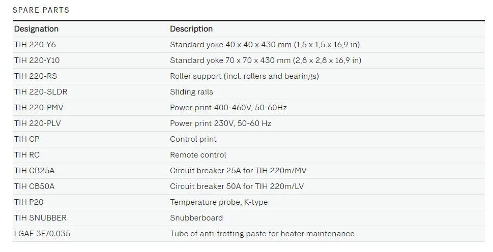 Bearing Heater TIH100M TIH030M TIH220M (440V Version) TIH L33/MV TIH L33/LV Desktop Induction Bearing Heater