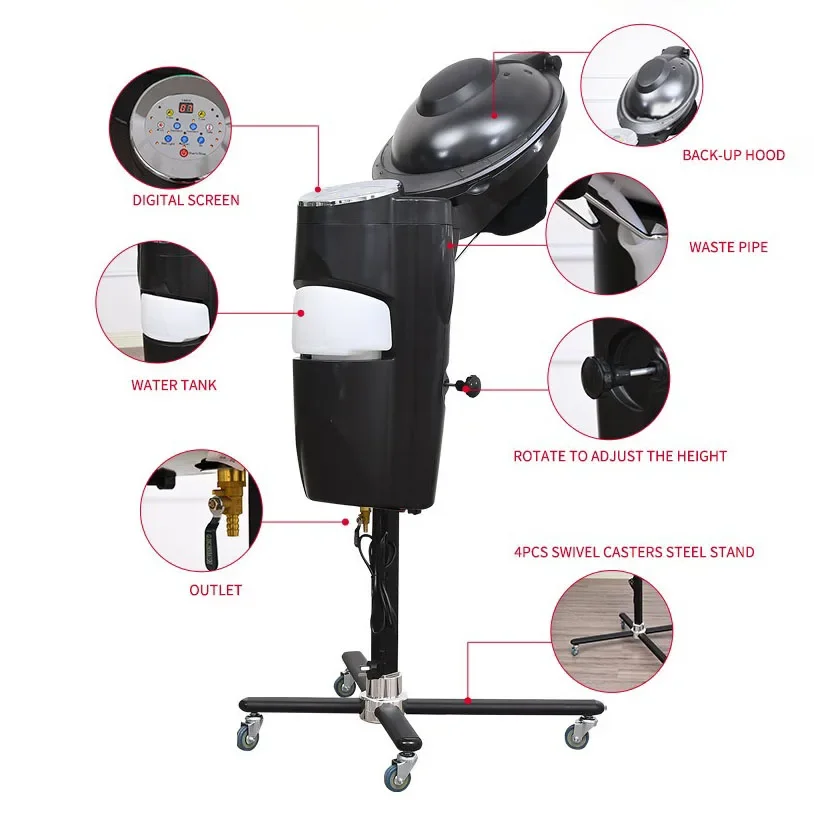 7 ไฟ Professional Salon Hairdressing อุปกรณ์โอโซนผม Steamer Micro Mist แสงอินฟราเรด Hair Spa Steamer