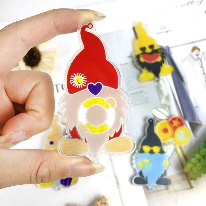 Shiny- Glossy Santa Claus Gnome Pendant Silicone Mold DIY Handmade UV Epoxy Resin Keychain Mold Christmas Tree Decor Supplies
