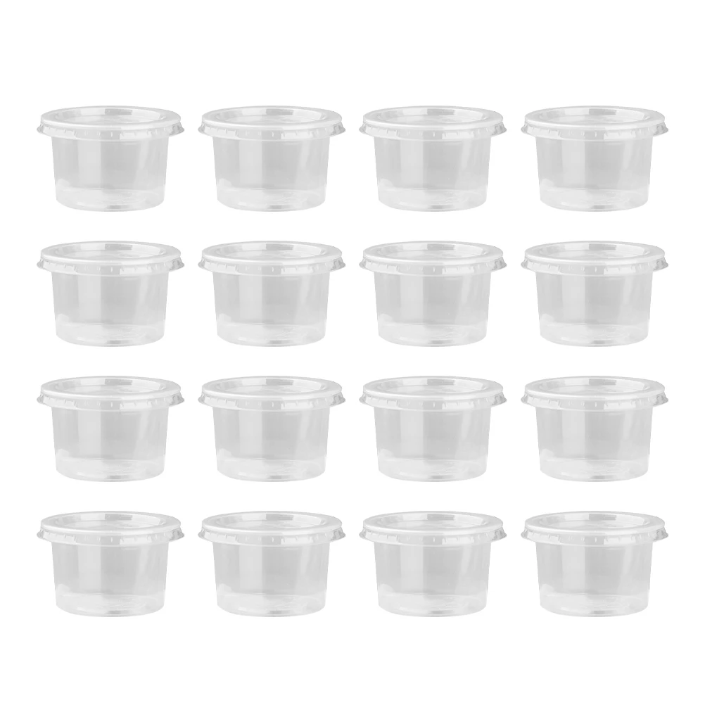 

100pcs 140ml Disposable Plastic Cups with Lids Container Clear Portion Cups Bowls with Lids for Mousses Sauce Jelly Yogurt