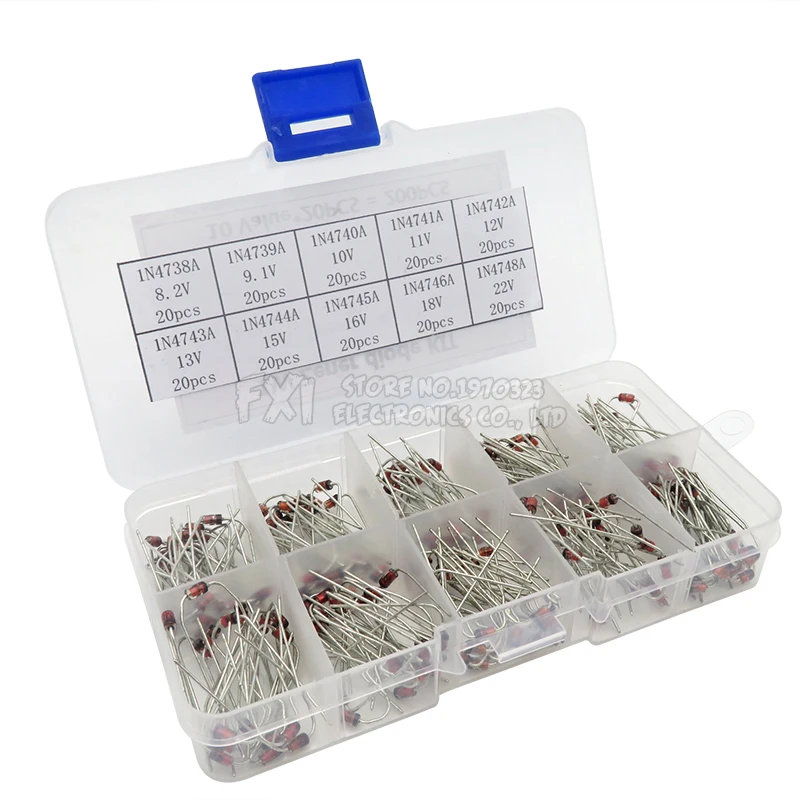 10Values*20PCS Zener Diode Assortment hjxrhgal diy kit Electronic set pack 8.2V 9.1V 10V 11V 12V 13V 15V 16V