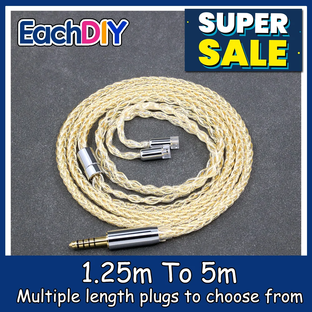 

8 Core 99% 7n Pure Silver 24k Gold Plated Earphone Cable For Sennheiser IE8 IE8i IE80 IE80s Metal Pin LN008819
