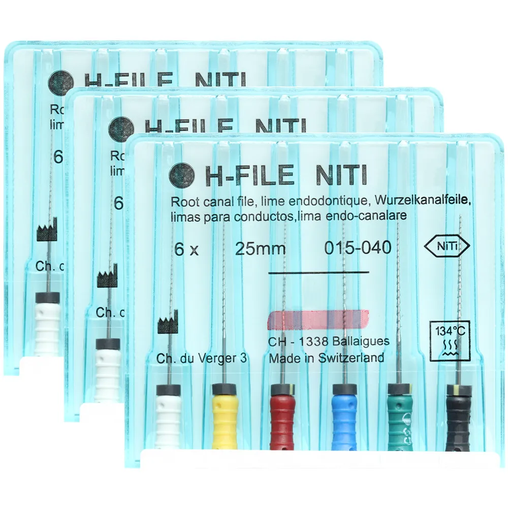 3 Packs 21/25mm 015-040 Dental H-FILE NITIFLEX NiTi Flexible Endo Root Canal Files Hand Use Endodontic Dentistry Supplies