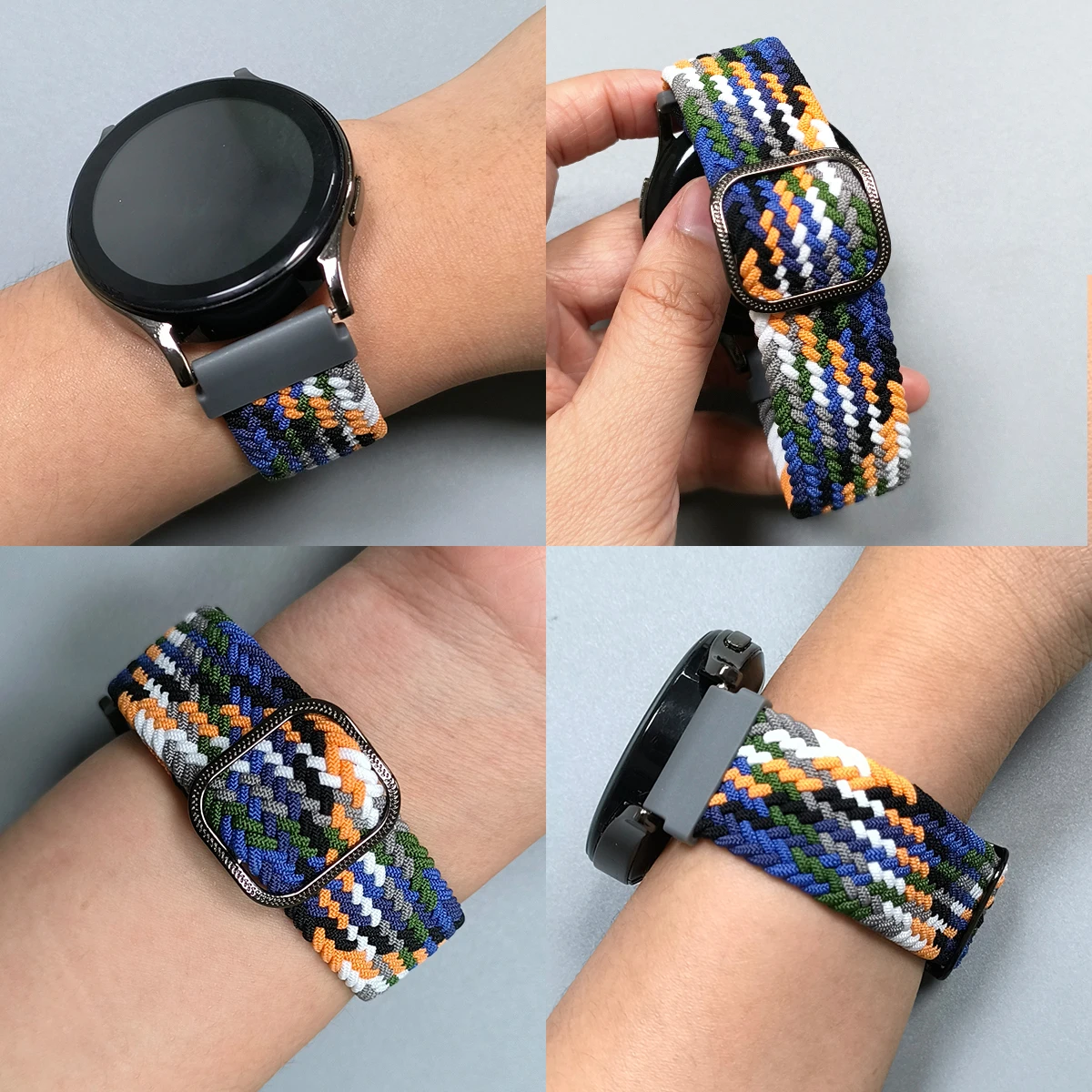 حزام نايلون 20/22 مللي متر للغارمين Vivoactive 6 5 4/Foreunner 570 165 245 255 شريط مضفر للموسيقى لسوار Garmin Venu 4 3 2 SQ