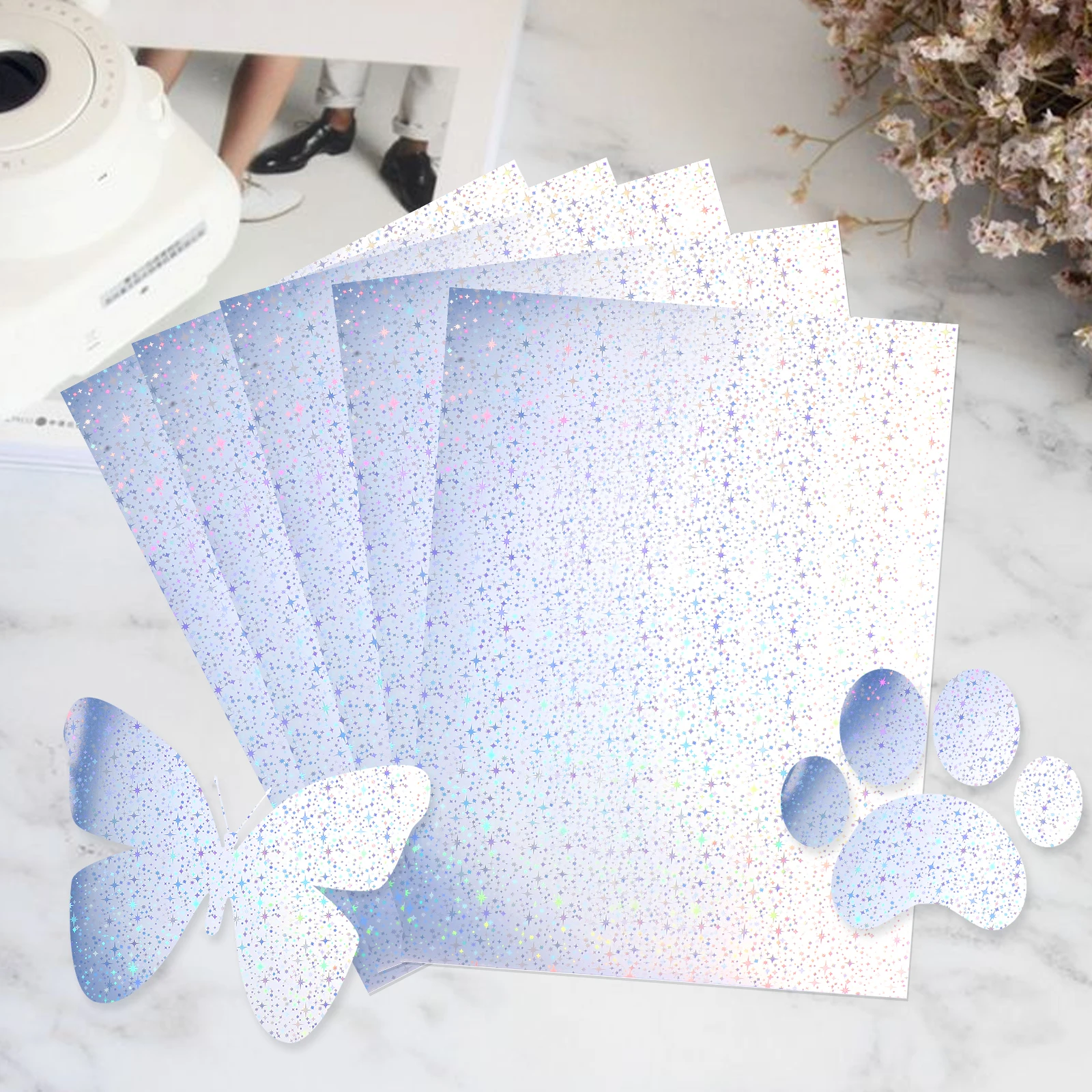 

Laser Sticker Printer Paper for Label Glossy Printable Glitter Printing Stickers Vinyl Holographic