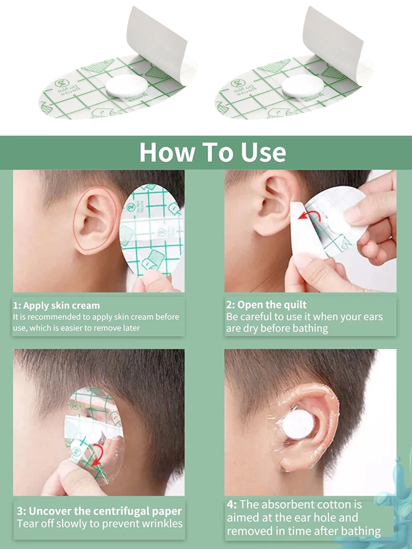 100/bag waterproof ear patch PU film baby shower ear protection waterproof device