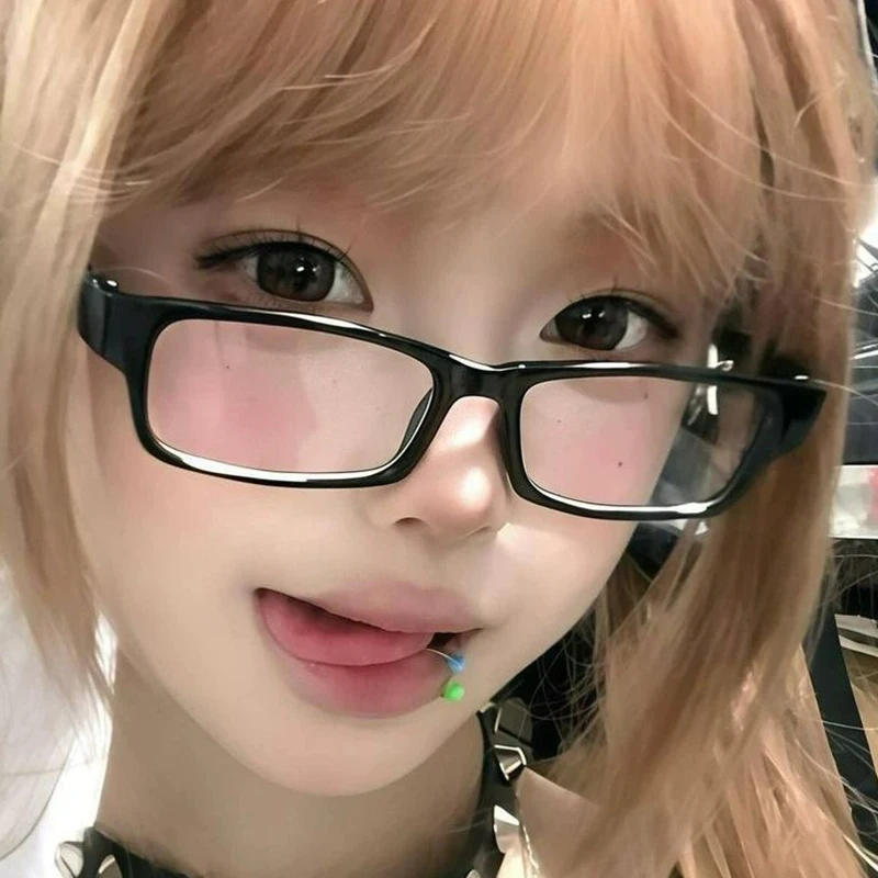 Retro Square Small Frame Glasses for Women Girls Black Anti Blue Light Glasses Eyeglasses Japanese Vintage Y2k Decoration