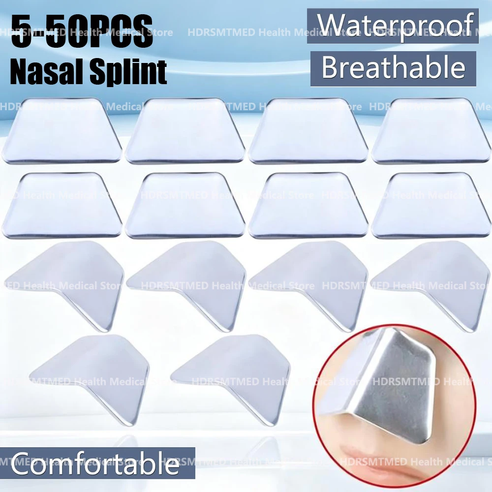 5-50PCS Trapezoid Nasal Splint Nose Job Medical Rhinoplasty Splint Ortho Immobilized Nasal Fracture Therapy Splint Adhesive Tape