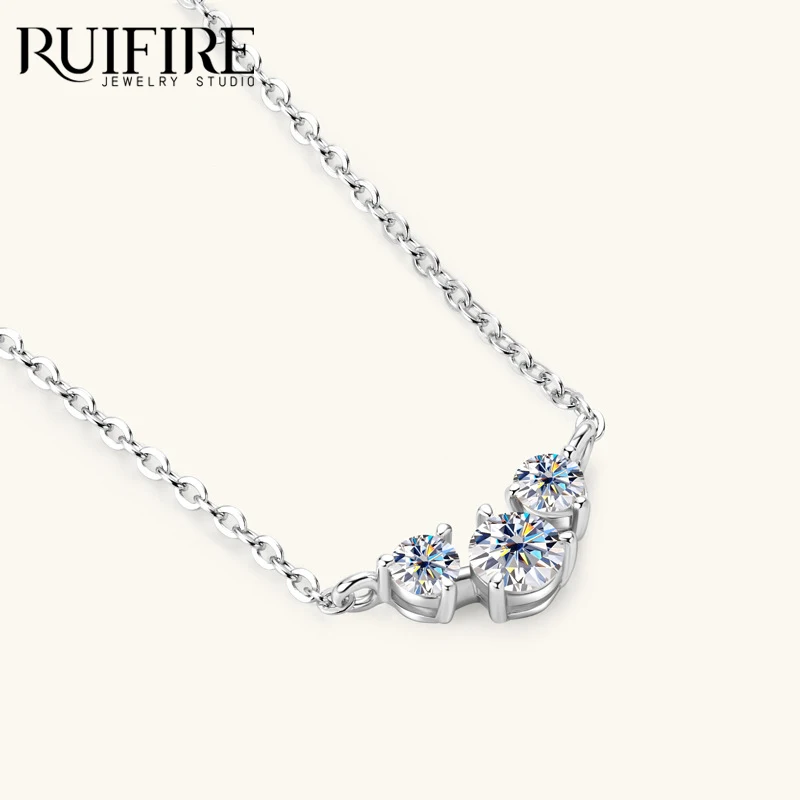 

RUIFIRE D Color Moissanite Pendant Necklace Plated White Gold 925 Sterling Silver Chain Jewelry GRA Certified for Women Girl Gif