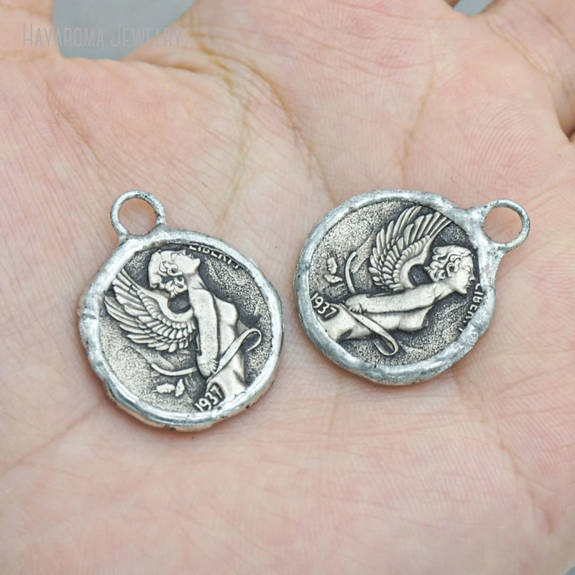 

10Pcs Coin Pewter Medallion Pendant Solder Handmade Jewelry Finding Keychain Keyring Charm