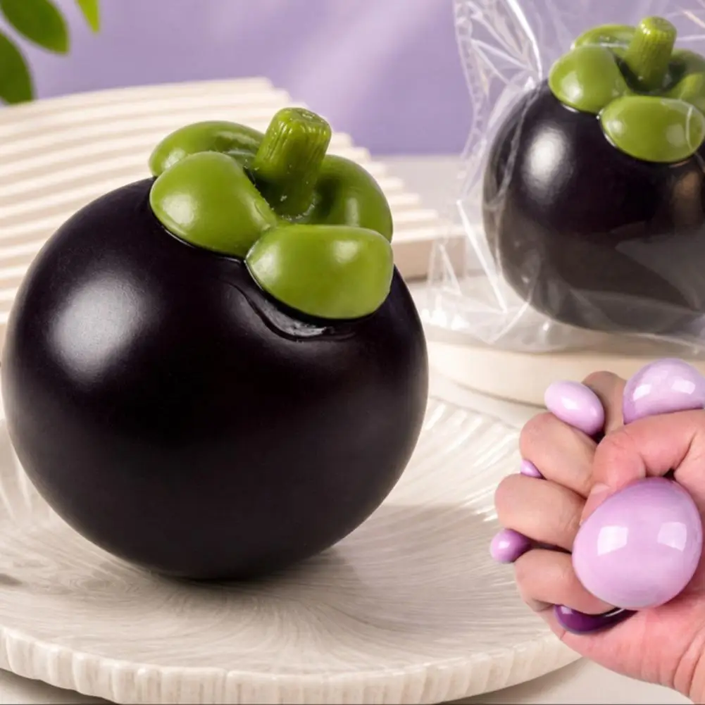 Kreative Simulationsfrüchte Mangostane Quetschspielzeug Baustein-Füllung Ohne Rückfederung Squeeze Toy Anti-Stress-Spielzeug Geschenke
