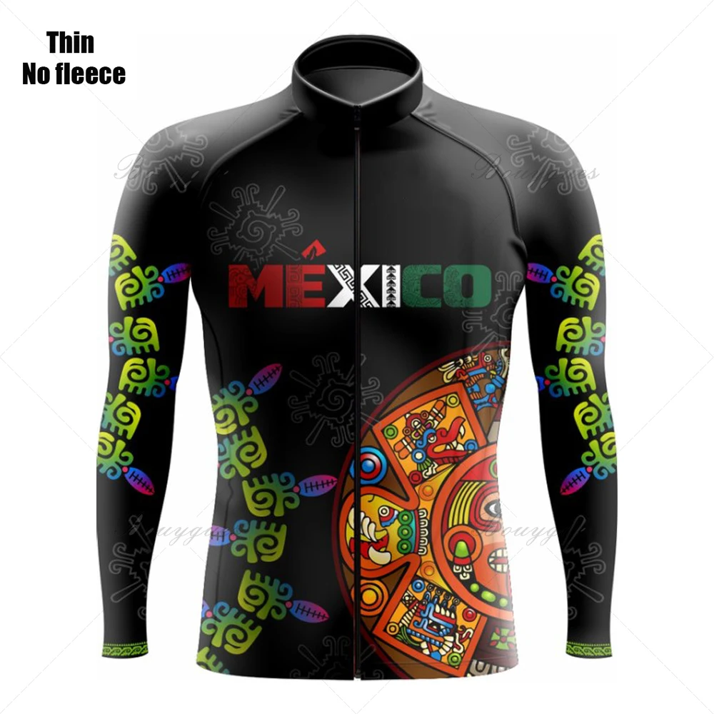 2022 NEW Mexico Cycling JERSEY Top Quality Pro Aero Fit Thermal Long-Sleeved Thin Outdoor sport Mountain Bike Bicycle Clothes