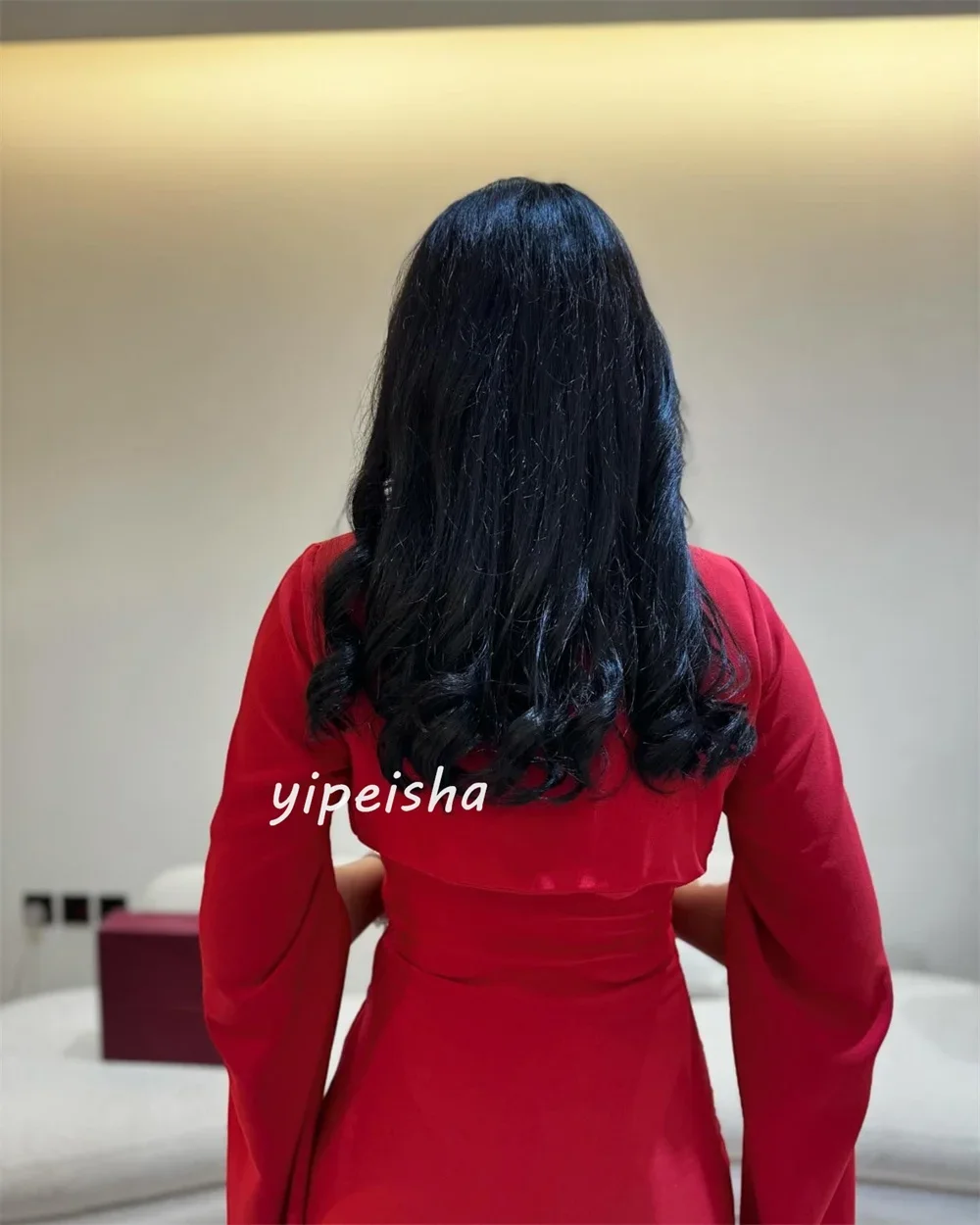 Personalizado jérsei plissado formal noite bainha quadrado pescoço sob medida ocasião vestido vestidos longos arábia saudita