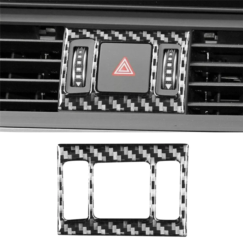 Emergency Flash Button Cover Trim Frame Sticker Decoration Carbon Fiber for Audi Q5 2018-2023 Interior Accessories