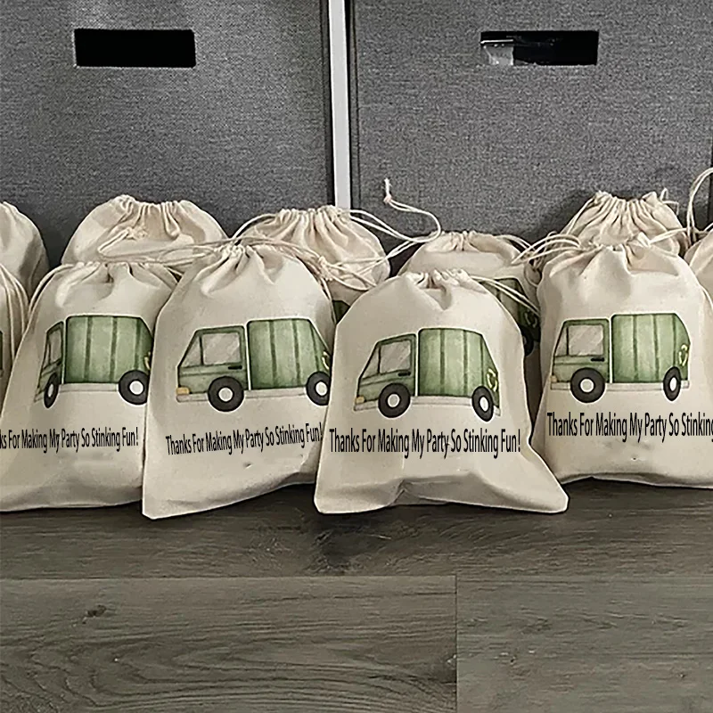 

5pcs Garbage Truck gift bags kid boy girl 1st 2nd 3rd 4th 5th Trash Bash Happy birthday party decoration thank you welcome gift
