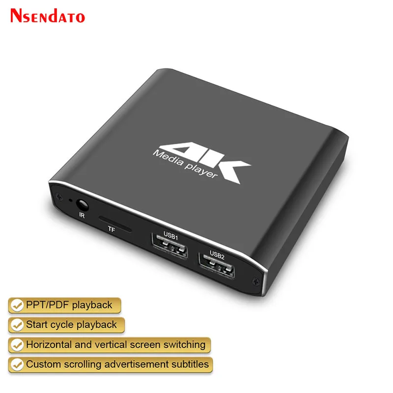 Mini Media Player com disco USB, 4K, H.265, 1080P, Full HD, Vídeo MP4, Multimedia, Leitor HDD, Micro SD, Cartão TF, Pen Drive