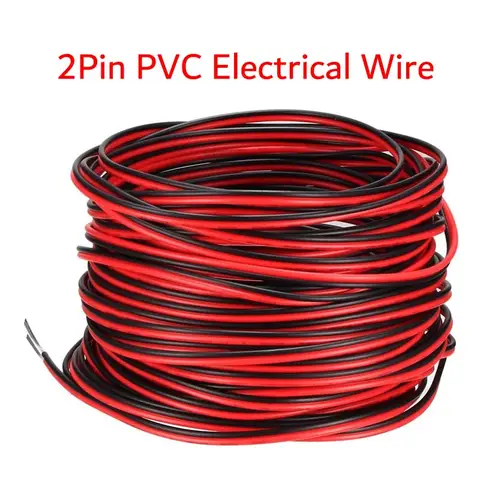DC12V 2Pin Extension Electrical Power Wire 5M~100M Red Black Connect Cable 18 20 22 AWG PVC Copper Cord Line For LED Strip Light