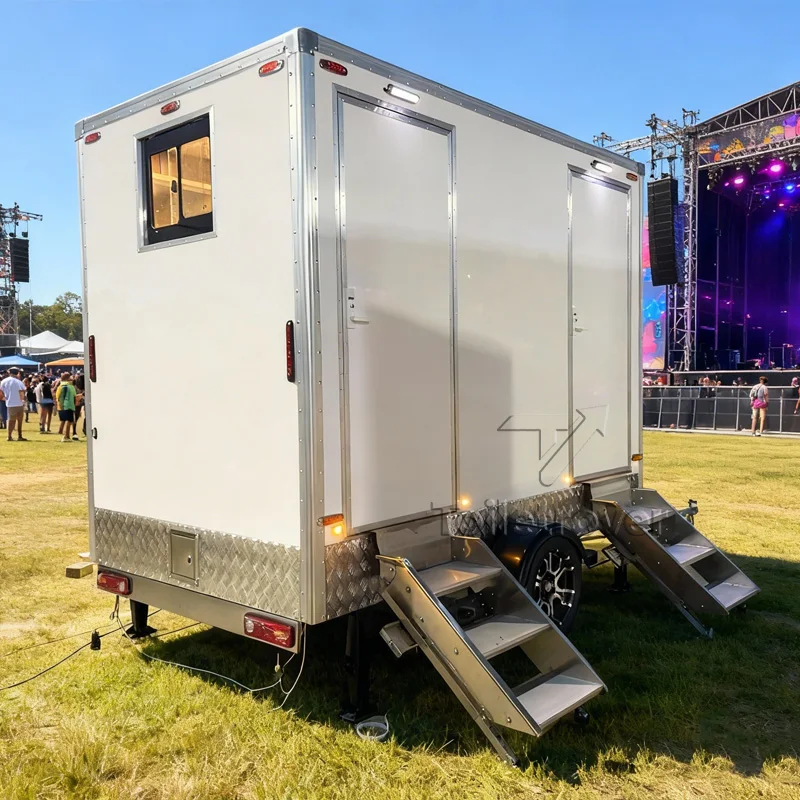 Hot Sales Portable Bathroom Trailer Vip Luxury Toilet Trailer Outdoor Mobile Restroom Trailer for Parties Wedding