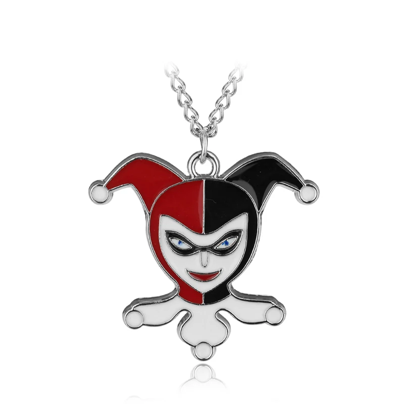 DC Comics Suicide Squad Charms Necklace The Clown's Girl Harley Quinn Enamel Pendant Necklaces for Women