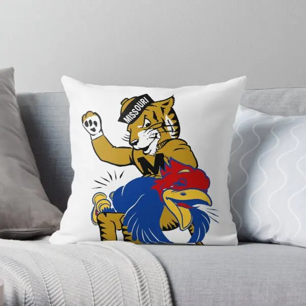 Vintage M U Tiger Vs K U Jayhawk Spanki  Printing Throw Pillow Cover Throw Waist Wedding Bed Square Pillows not include One Side