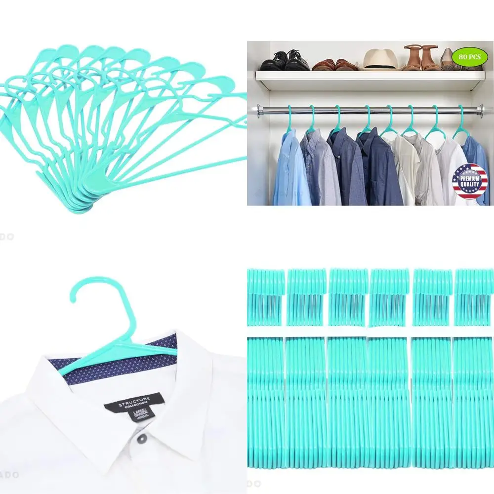 

Aqua 80-Piece Plastic Hangers for Adult Clothing: Perfect for Shirts, Blouses, T-Shirts, Dresses, Jackets, and Suits