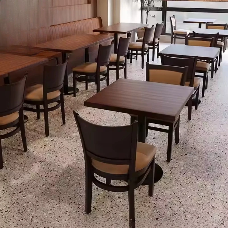 

Solid wood restaurant chair booth sofa casual coffee shop small bar restaurant set classic furniture