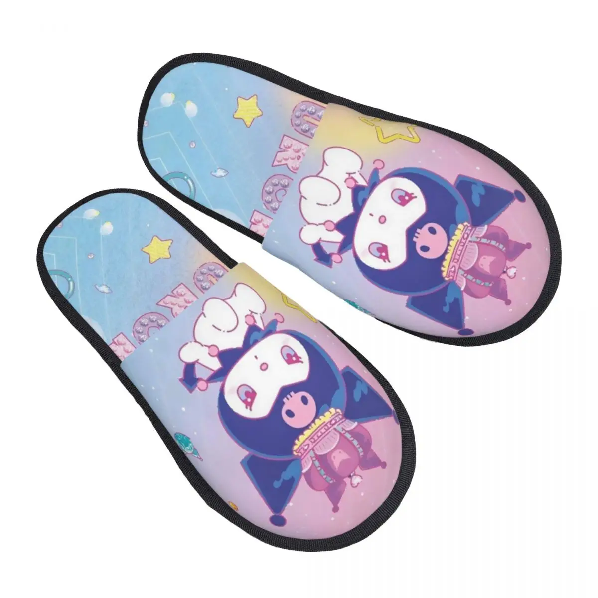 

Очаровательные домашние тапочки Kuromi на заказ, женские уютные модные тапочки из пены с эффектом памяти, без шнуровки для спа-тапочек