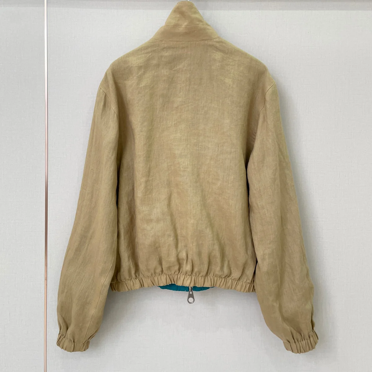 High Quality Women Reversible Stand Collar Short Jacket, Zipper Elastic Hem Long Sleeve Casual Outerwear lyt134274