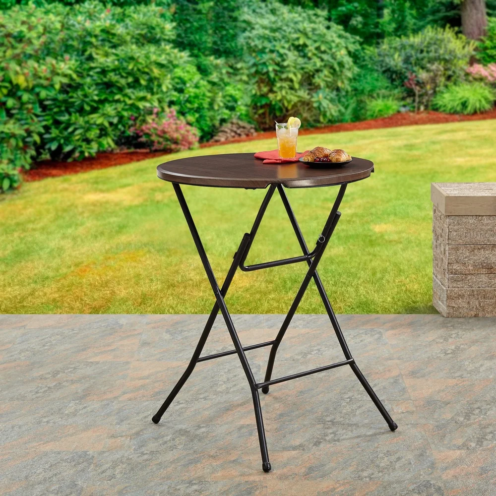 31" Round Folding Table Portable Indoor Outdoor High-Top Sturdy Lightweight Easy Storage Seating Up to 4 Adults Multi-Function