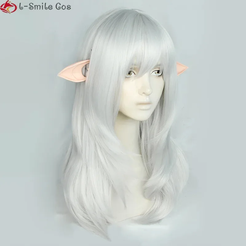 

Candy 2025FF14 56cm Long Cosplay Estinien Varlineau Silver White Wig With Ear Heat Resistant Hair Anime F