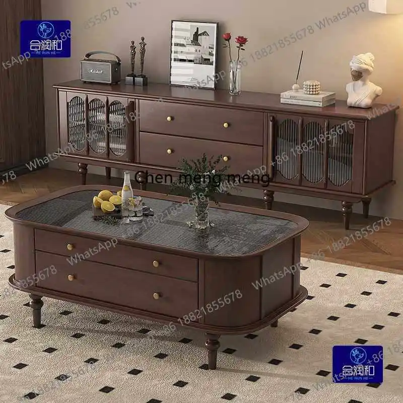 

Solid wood living room living room full set of furniture American retro style coffee table TV cabinet combination