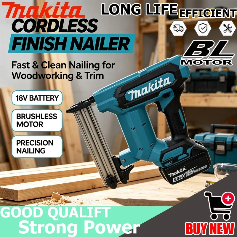 Makita 18V Cordless Nail Gun, Lithium-Ion Powered, 100-Nail Capacity, Great for Flooring, Shelving & DIY Woodworking Projects