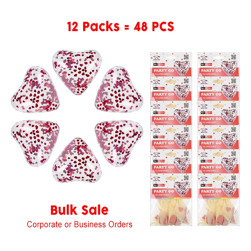 

144 Pieces-10'' Transparent Heart Latex Balloons with Gold Foil Pieces 4pcs/Pack 12 Packs (48pcs Total)