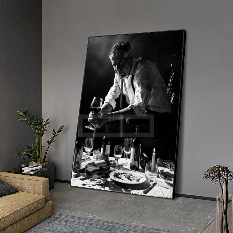 Black and White Cooking Poster Anthony Bourdain Photography Prints Canvas Painting Wall Art Pictures Home Room Retro Decoration