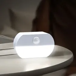 Lámpara de noche con Sensor de movimiento inalámbrico, luces nocturnas alimentadas por batería para dormitorio, cocina, armario, almacenamiento, escalera, pasillo, WC