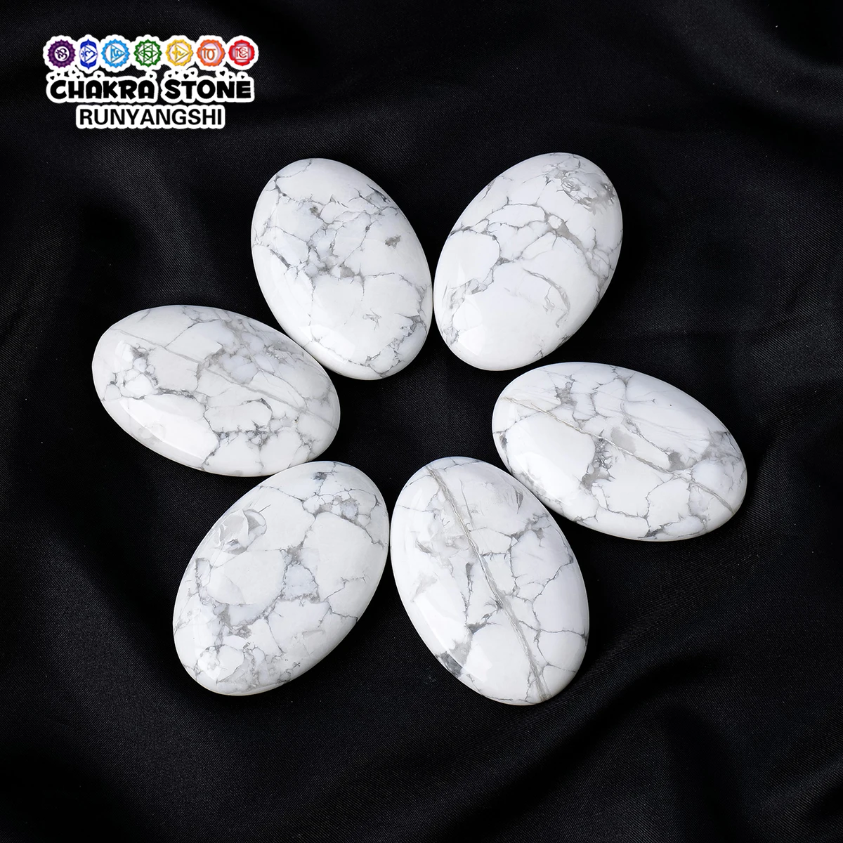 Natural Howlite Palm Hot Pressed Stone White Turquoise Family Healing Gemstone Ornaments Energy Crystal Gifts