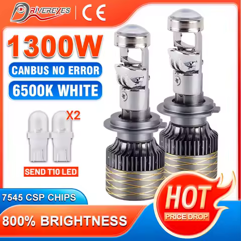 1000W 1000000LM H7 H4 Canbus Car Headlight Mini Lens H11 H8 9005 9006 HB3 HB4 LED Projector Bulb 6000K Auto Motorcycle Mini Lens