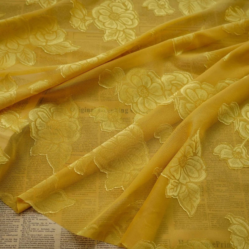 Soft and Sheer Floral Weave Chiffon Fabric for Sewing Clothing and Dressmaking By The Meter