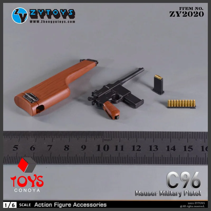 ZYTOYS ZY2020 1/6 Scale C96 Mauser Military Pistol Holster Model Weapon Scene Accessories Fit 12'' Soldier Action Figure Body